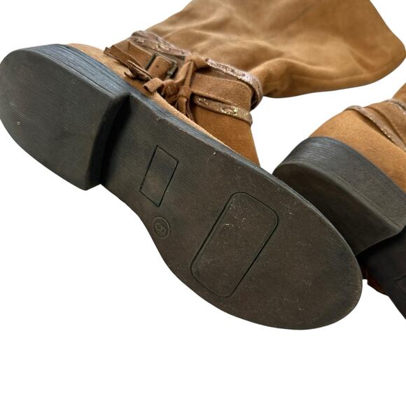 SO Jody Girl's Riding Boots Jody Chestnut US Girl's 5 Belt Detail Tall Western - Picture 4 of 5